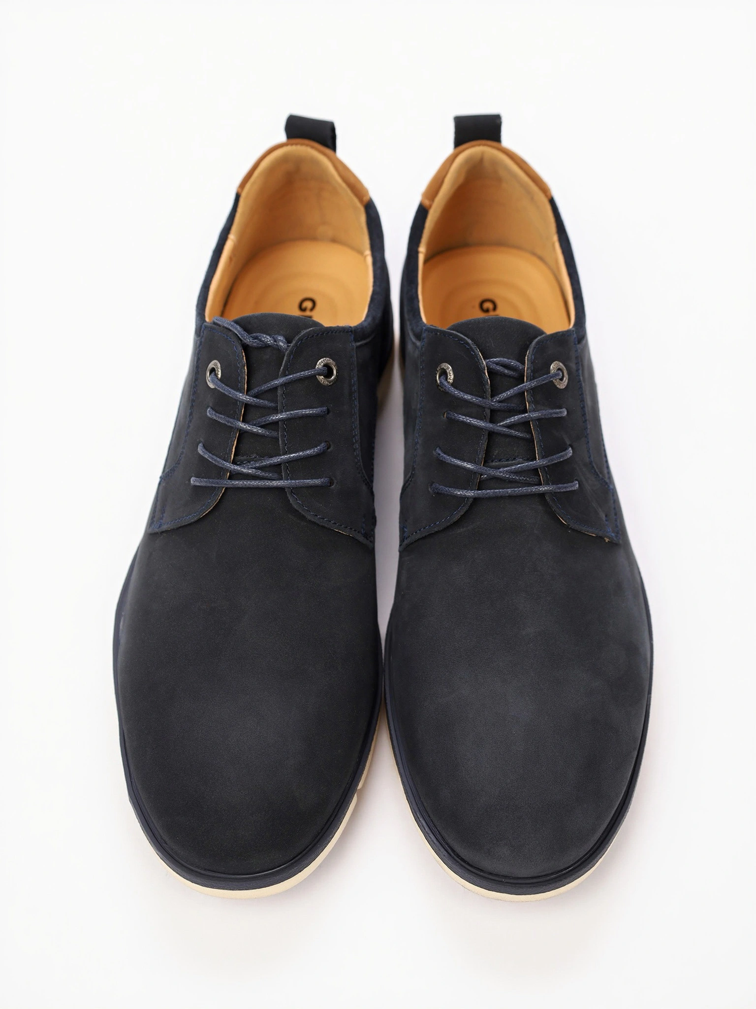 Туфли-дерби темно-синего цвета со шнуровкой